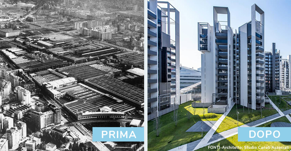 Cambio di Destinazione d'Uso Milano - Quartiere di portello prima e dopo la riqualifica Cambio di Destinazione d'Uso Milano - Quartiere di portello prima e dopo la riqualifica