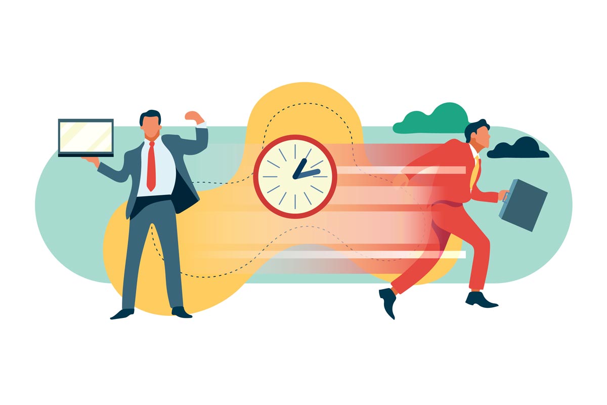 Consulenza architetto online: illustrazione rappresentativa del risparmio tempo