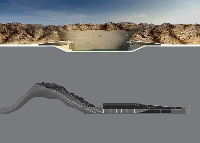 Progetti Architettonici Folli Che Vorresti Vedere Realizzati Rock Stadium Emirati Arabi 02