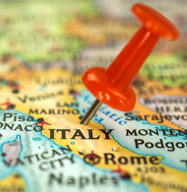 Vincolo Paesaggistico Monza - Mappa del mondo con puntatore sull'Italia